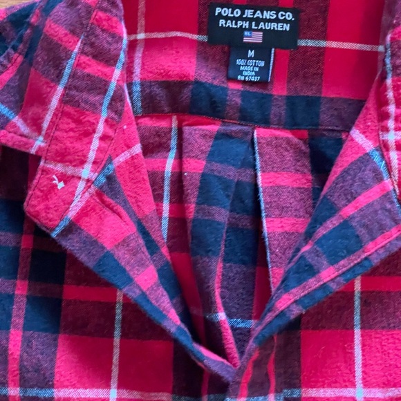 Men’s Polo Jeans Co Ralph Lauren Red and Black Plaid Flannel Shirt Size M - Picture 3 of 11